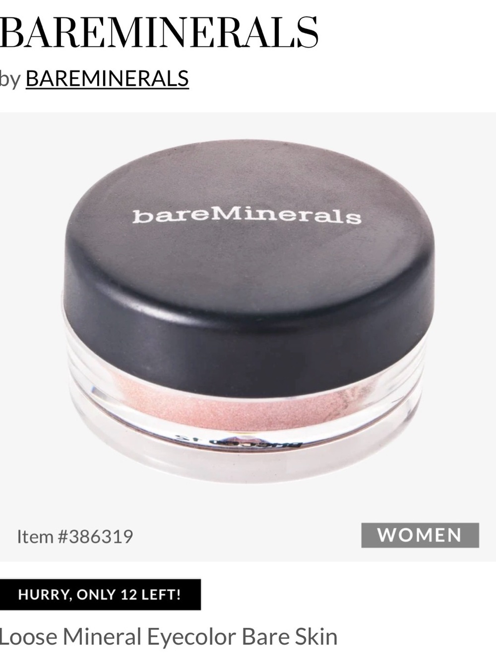 bareMinerals Loose Mineral Eye Color — Bare Skin/Pink Beige